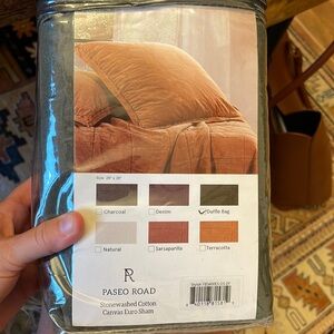 Stonewashed cotton canvas euro sham. Paseo road